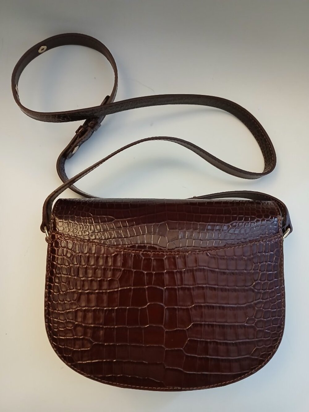 SEZANE "Claude" Brown Leather Crossbody Bag - Picture 7 of 11